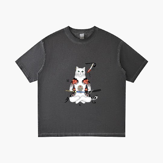 Japanese Samurai Cat Katana Ninja Yakuza Tattoo Gradient T Shirts