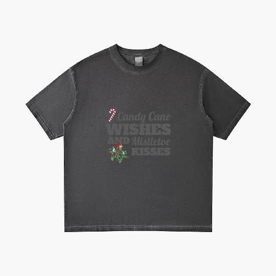 Candy Cane Wishes and Mistletoe Kisses Christmas Gradient T Shirts