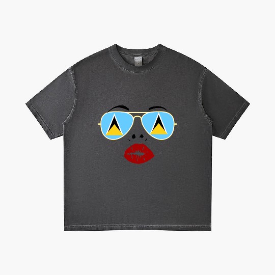 Saint Lucia Flag St Lucia Sunglasses Lips Kiss Gradient T Shirts