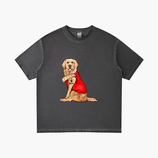Funny golden retriever Dog I Love Mom Tattoo Gradient T Shirts
