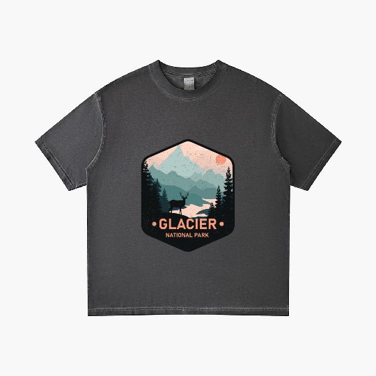 Vintage Glacier National Park Deer Mountains Gift Gradient T Shirts