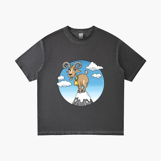 Mountain goat peaks with snow cartoon Gradient T Shirts