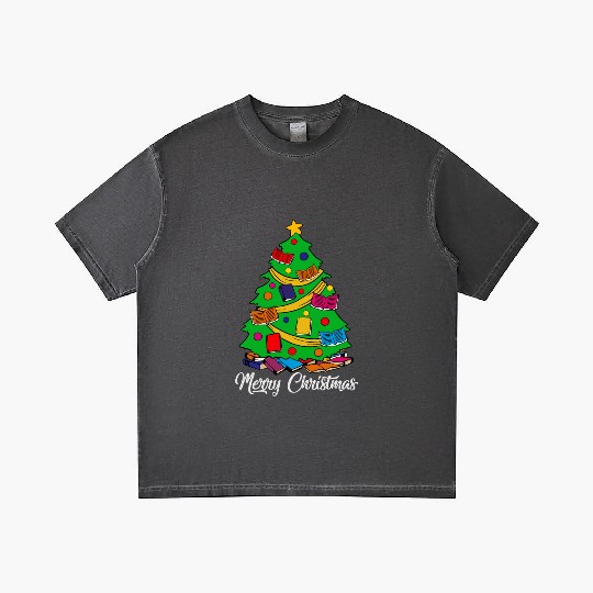 Merry Christmas Tree Love Reading Books Librarian Gradient T Shirts