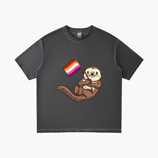 Lesbian Sea Otter With Orange Pink Lesbian Gradient T Shirts