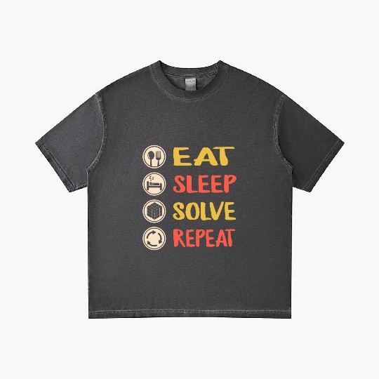 Rubiks Cube Gradient T Shirts, Vintage Eat Sleep Solve Repeat