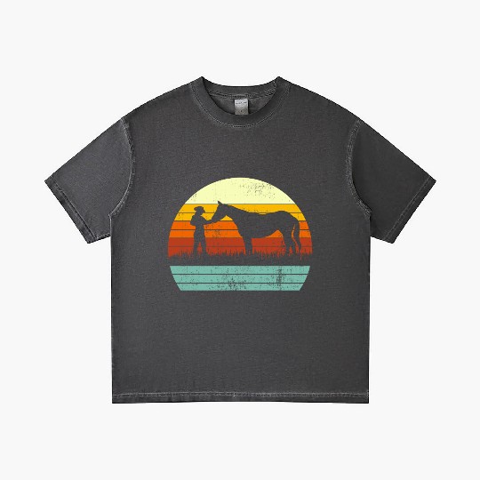 Cowboy Cowgirl Horse Wild Western Retro Gradient T Shirts