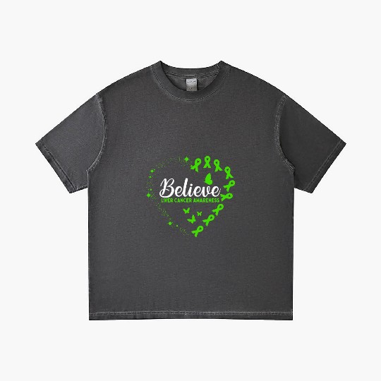 Green Butterfly Liver Cancer Awareness Gradient T Shirts