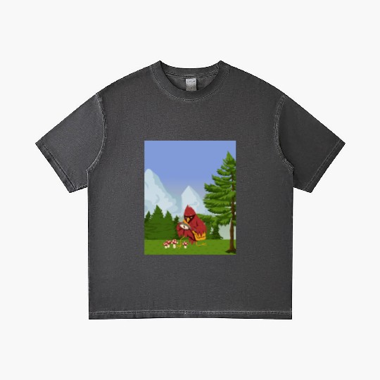 Cardinal Bird Foraging Collecting Mushrooms Gradient T Shirts