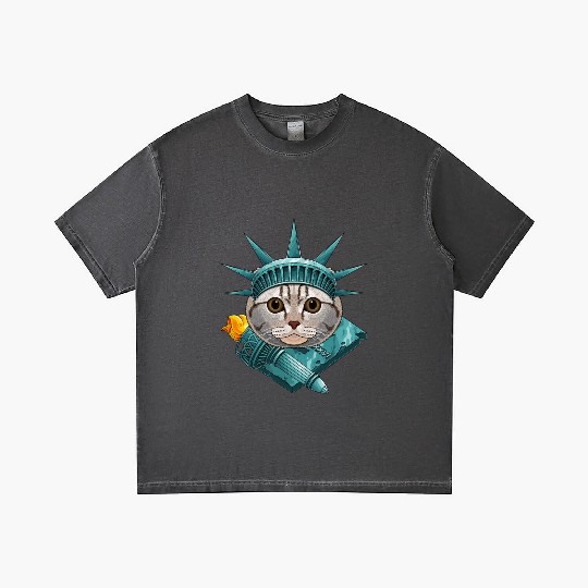 Statue Of Liberty Scottish Fold 4th Of July Cat US Gradient T Shirts