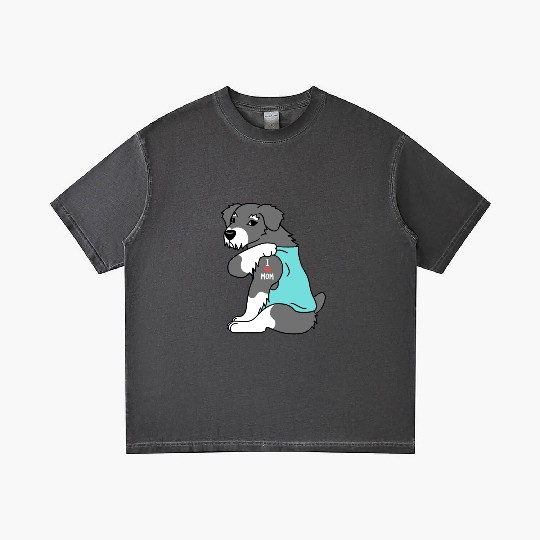 I Love Mom Tattoo Schnauzer Gradient T Shirts