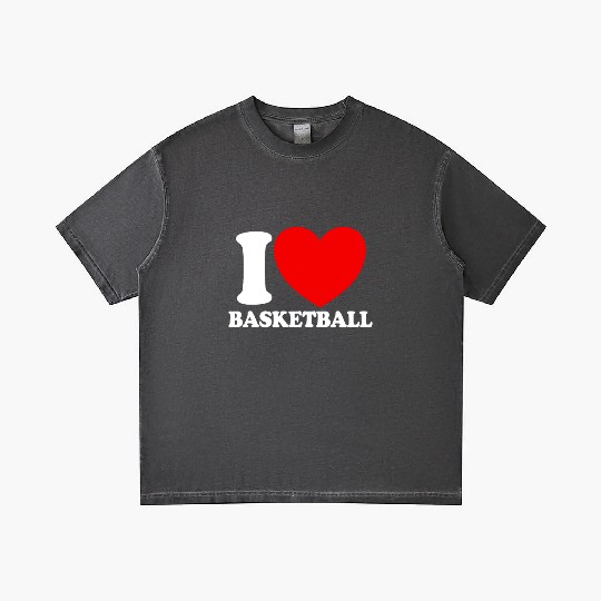 I Love Basketball Red Heart Hoop B-Ball Basketball Gradient T Shirts