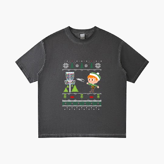 Ugly Disc Golf Christmas Gradient T Shirts Elf Playing Frolf