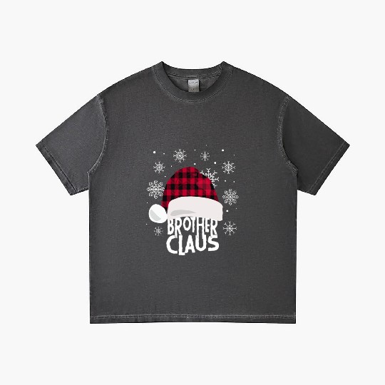 Brother Claus Christmas Buffalo Plaid Santa Hat Gradient T Shirts