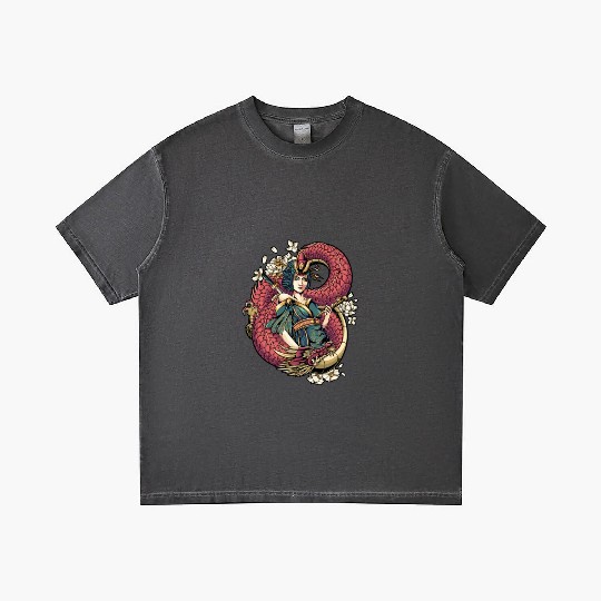 Geisha red dragon Gradient T Shirts