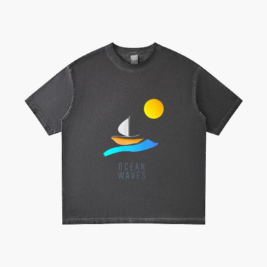 Ocean Waves Sailing Yachting Abstract Gradient T Shirts