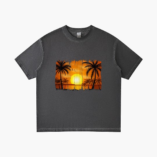 Retro Sunrise, Beach, Palm Trees, Vacation Gradient T Shirts