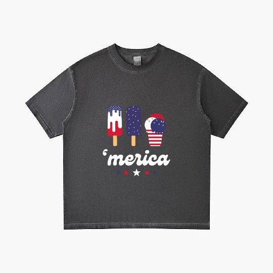 Ice Cream Patriotic Popsicles US Flag Merica Gradient T Shirts