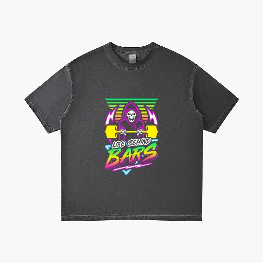 Life Behind Bars (Gym Reaper) Retro Neon Synthwave Gradient T Shirts