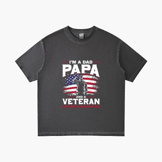 Dad Papa US Veteran Patriotic Father Soldier Gradient T Shirts