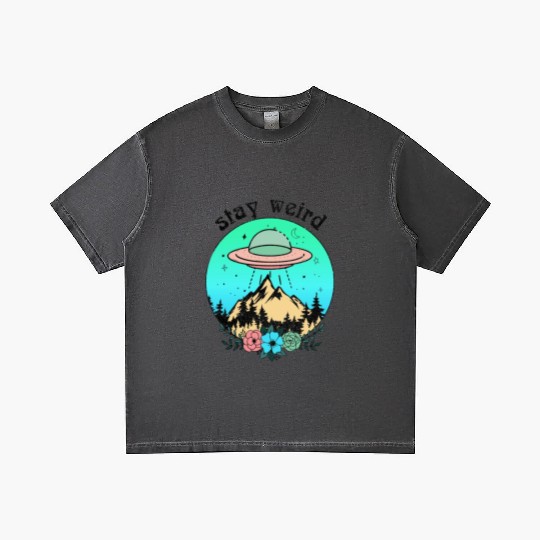 Stay weird UFO art Gradient T Shirts