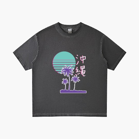 Japanese Okinawa Synthwave Streetwear Gradient T Shirts