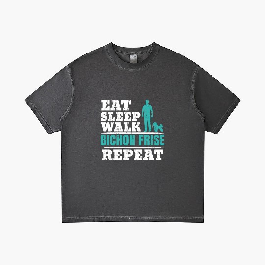 Eat Sleep Walk Bichon Frise Repeat Dog Lover Gradient T Shirts