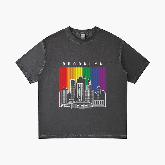 Brooklyn New York Skyline Rainbow Flag Gradient T Shirts