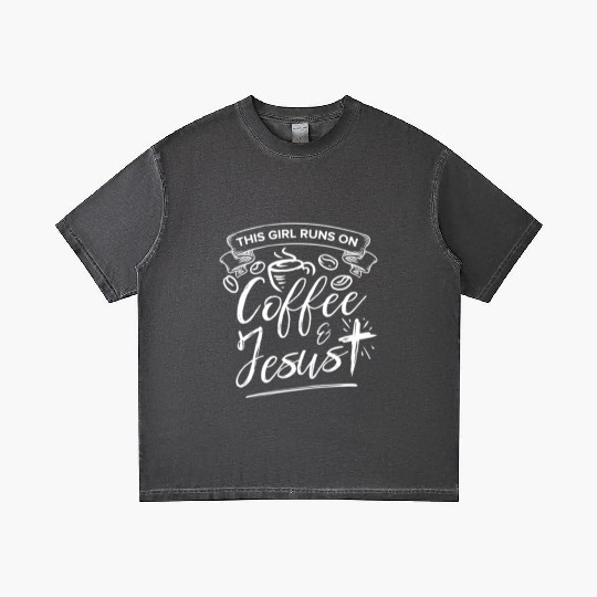 This Girl Runs on Coffee and Jesus for Religious Gradient T Shirts