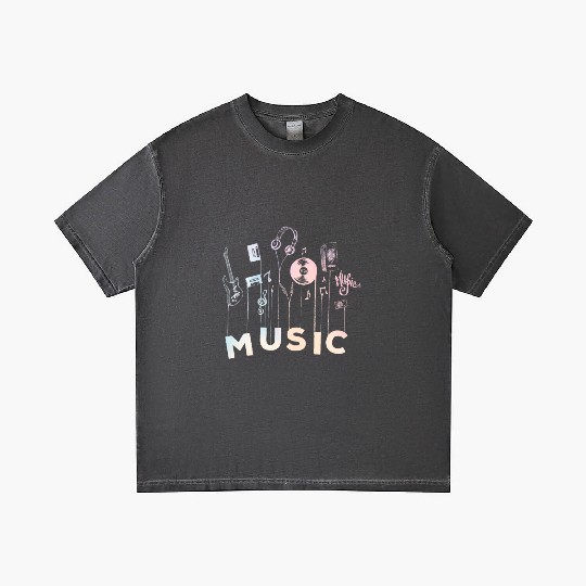 Music Balloon Guitar Cassette Vinyl Headphone Gradient T Shirts