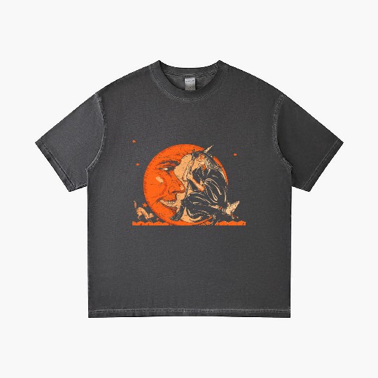 Great Vintage Witch And Moon Halloween Gradient T Shirts