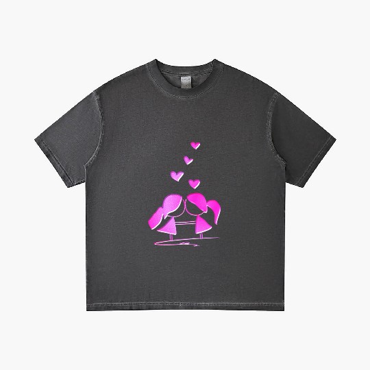 Loving couple lesbian pink glitter love Gradient T Shirts