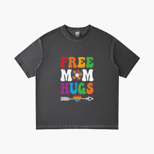 Free Mom Hugs Gradient T Shirts Sunflower Rainbow Heart LGBT