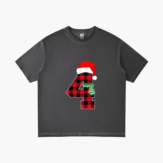 Number 4 Christmas Theme Xmas 4th Bday 4 Year Old Gradient T Shirts