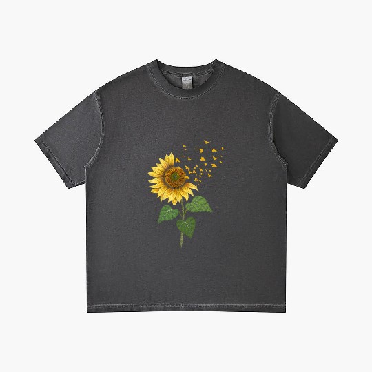 Sunflower Birds Cute Floral Birdwatching Gradient T Shirts