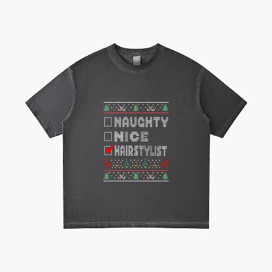 Naughty Nice Hairstylist, Matching Christmas Gradient T Shirts