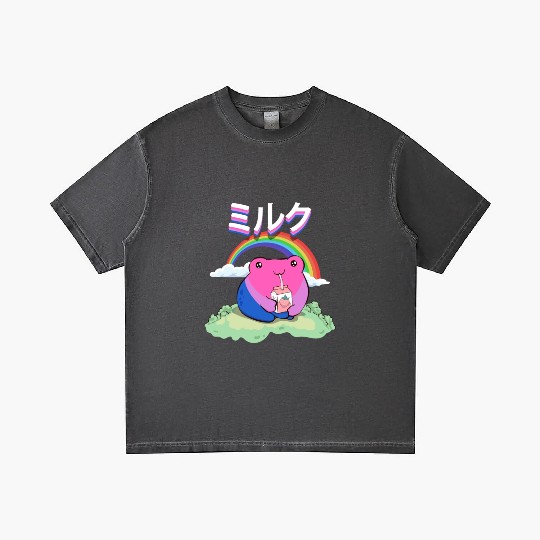 Kawaii Frog Strawberry Milk Bisexual Pride Flag Gradient T Shirts