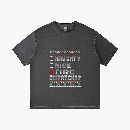 Naughty Nice Fire Dispatcher, Matching Christmas Gradient T Shirts