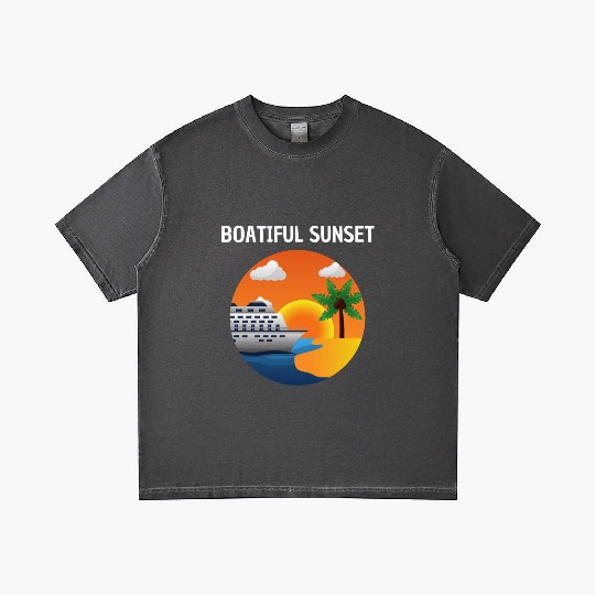 Boatiful Sunset Cruise Vaction Ship Mardi Gras Gradient T Shirts