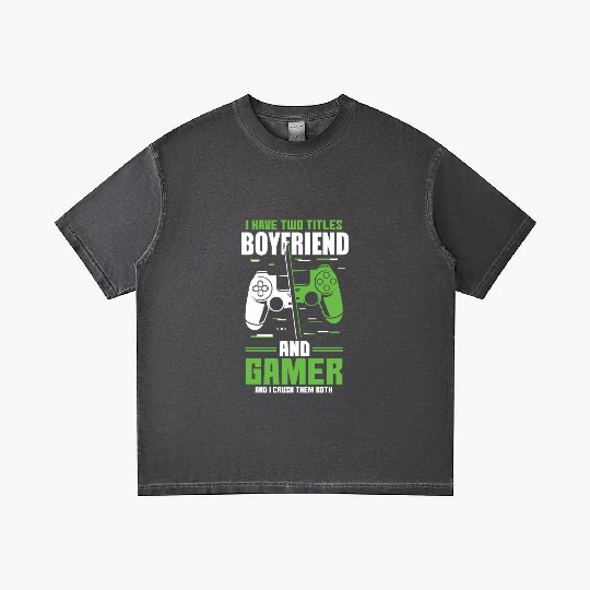 Two Titles Boyfriend Gamer Video Game Lover Gaming Gradient T Shirts