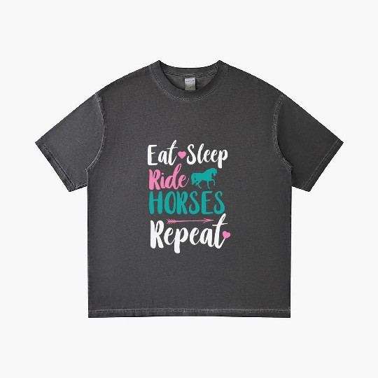 Cute Eat Sleep Ride Horses Repeat Equestrian Gradient T Shirts