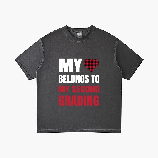 Heart Buffalo Plaid Clothes 2nd Grade Teacher Gradient T Shirts