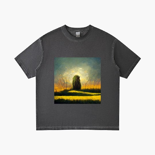 Lion meditate on sunrise, painting Gradient T Shirts