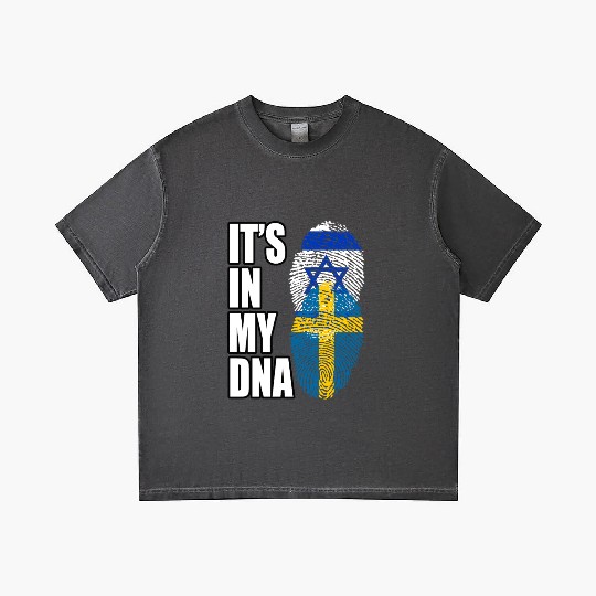 Israel And Swedish Mix Heritage DNA Flag Gradient T Shirts