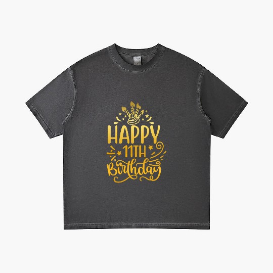 Happy 11th Birthday Presents 11 Year Old Gift Gold Gradient T Shirts