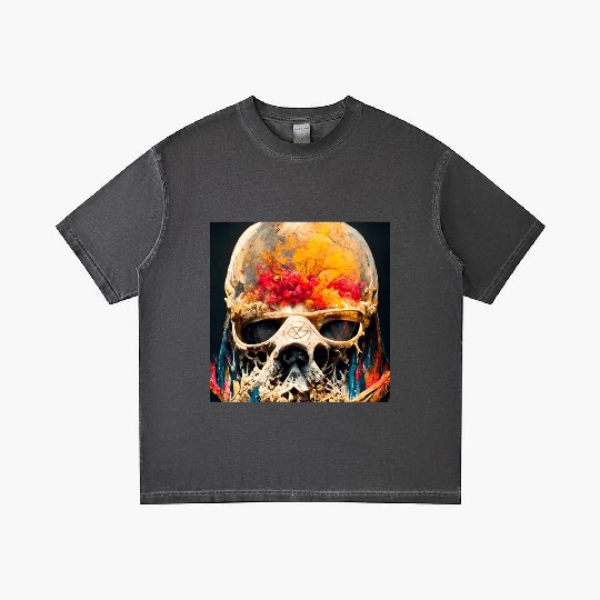 Extremely Realistic Skull in Abstract Art Gradient T Shirts