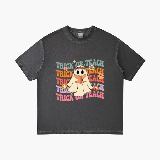Groovy Trick or Teach Boo Ghost Pre-K Teacher Life Gradient T Shirts