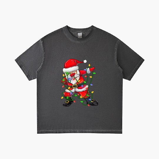 Dabbing Santa Gradient T Shirts for Boys Girls Christmas Tree