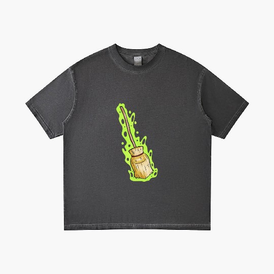 Magic Witch Broom With Green Shimmer Halloween Gradient T Shirts