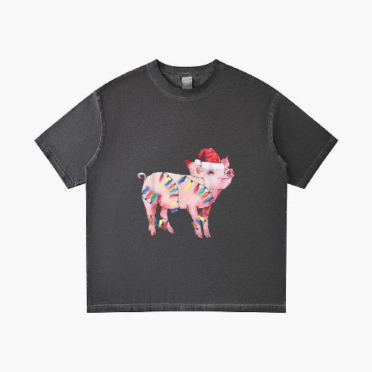 Santa Pig Christmas Lights Pig Lover Christmas Gradient T Shirts