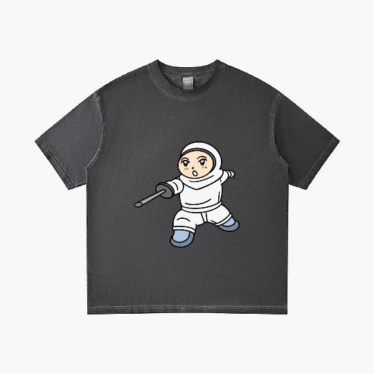 Cartoon kid fencing Gradient T Shirts
